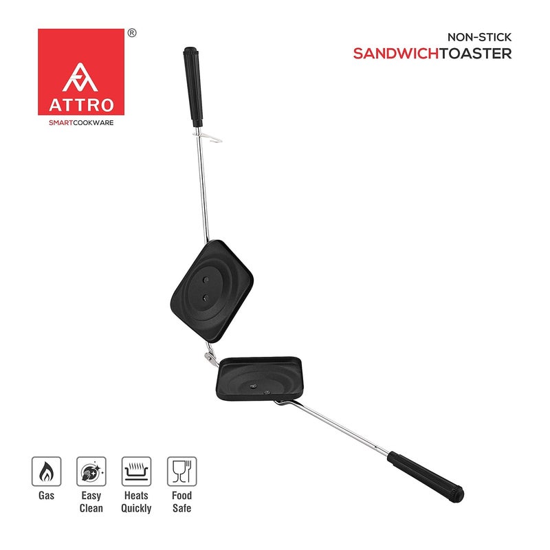 ATTRO Attro NonStick Sandwich Gas Toaster Regular Black  - Image 2