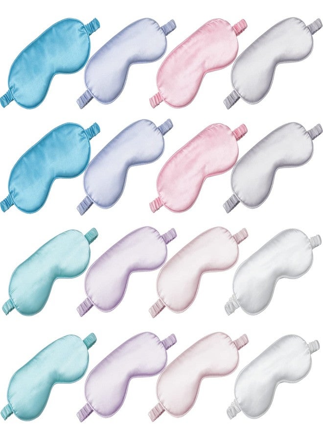 Coume 16 Pieces Silk Sleep Mask Eye Coverings for Sleeping Smooth Soft Eye Covers Mask About 20 x 9.2 cm/ 7.87 x 3.62 Inch - Image 1