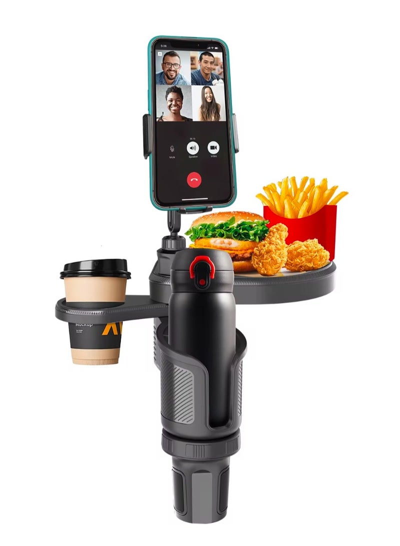 4-in-1 Multifunctional Car Cup Holder with Food Tray and Phone Mount - Image 1