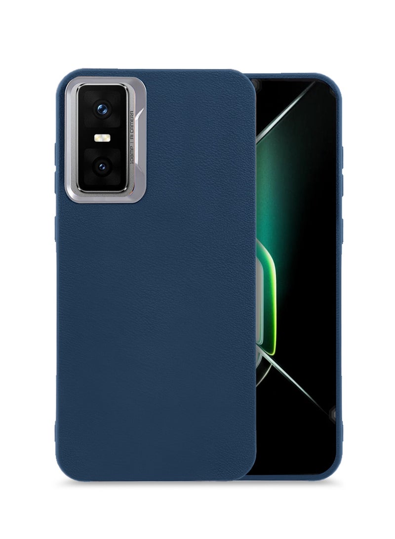Design Infinix GT 30 Pro 5G 2025 Anti-fingerprint Luxury Soft Leather PU Back Cover Protective Shield Case Cover (MCFLSN) - Navy Blue  - Image 1