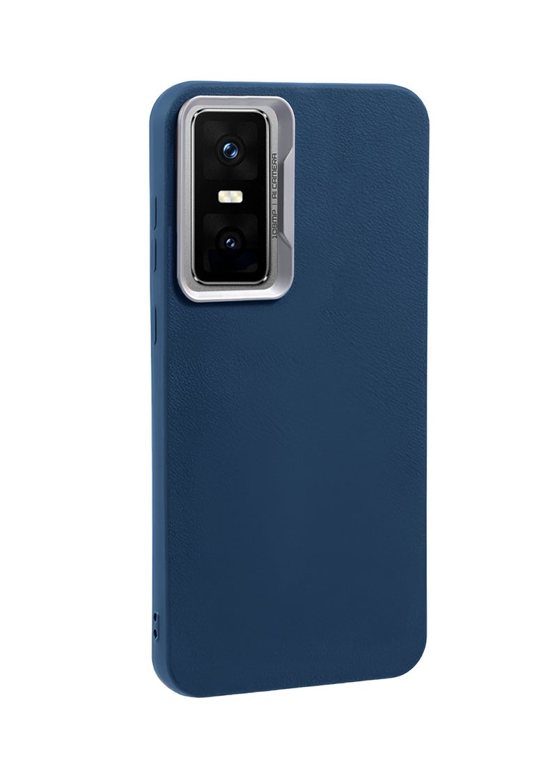 Design Infinix GT 30 Pro 5G 2025 Anti-fingerprint Luxury Soft Leather PU Back Cover Protective Shield Case Cover (MCFLSN) - Navy Blue  - Image 2