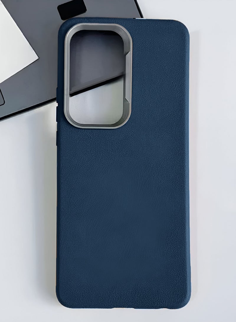 Design Infinix GT 30 Pro 5G 2025 Anti-fingerprint Luxury Soft Leather PU Back Cover Protective Shield Case Cover (MCFLSN) - Navy Blue  - Image 3