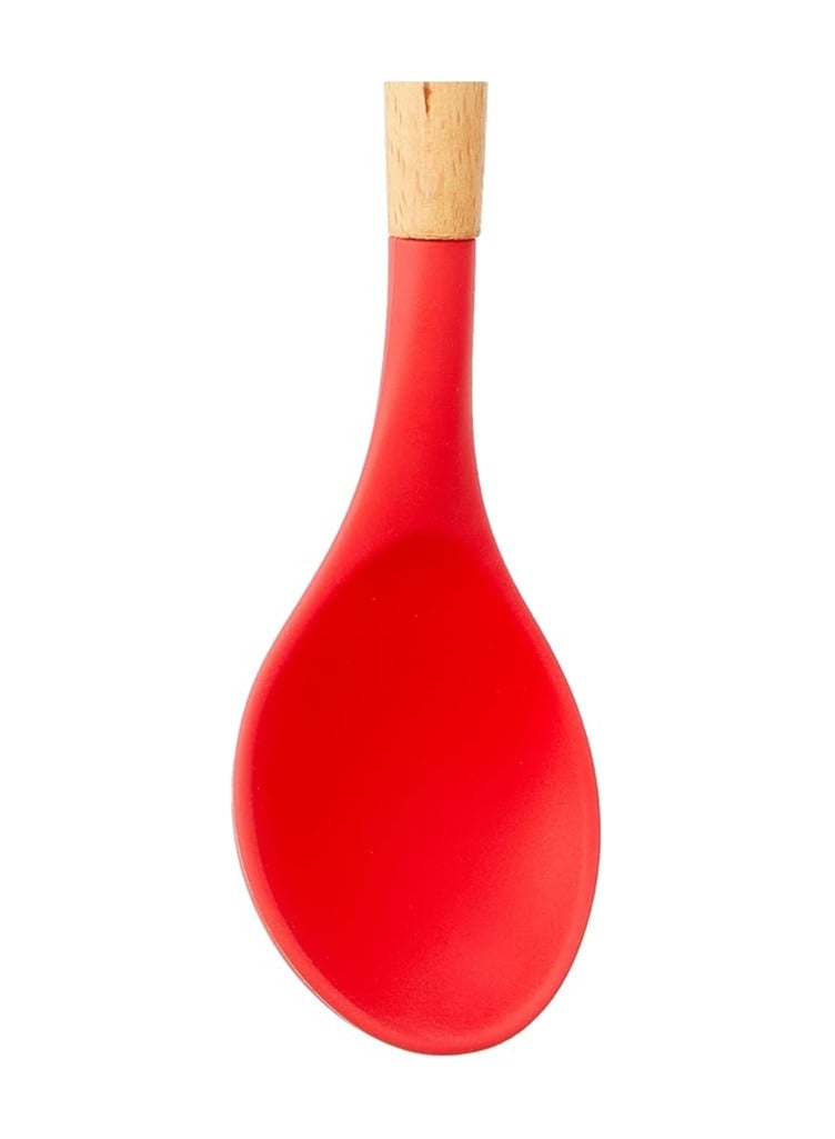 Silicone distribution kit for kitchen - red with wooden handles, 11 pieces - Image 5