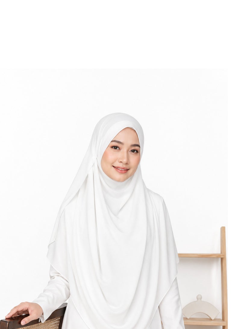 Plain Malaysian Khimar, 150 x 150 cm | Soft and light crepe chiffon material | Suitable for veiled women - full coverage and everyday elegance - Image 3