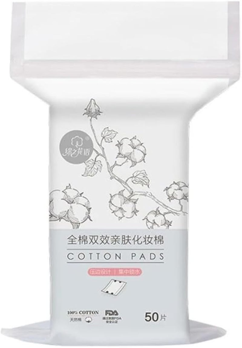 50PCS Makeup Cotton Pads Super Soft Square- Facial Makeup Remover Cleansing Combed Cotton Pads