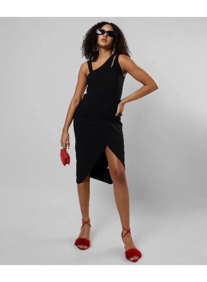 Pinacolada  Women's Solid Black Regular Fit Dress for Women | Best Price UAE