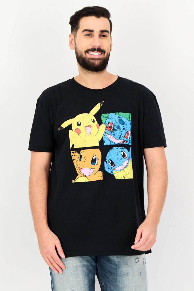 Pokemon Men Crew Neck Short Sleeve Graphic Print T-Shirt, Black - Image 1