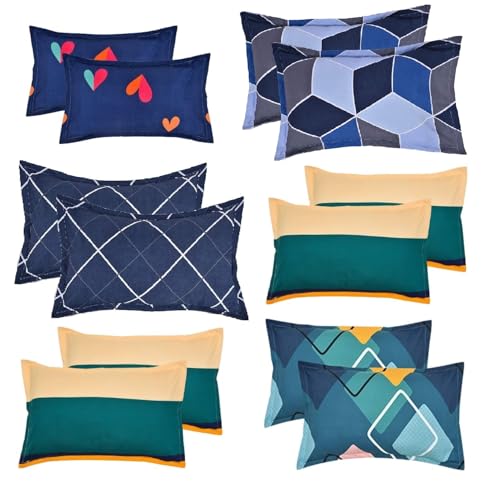 RUSTIC LINEN 144 TC Premium Glace Cotton Assorted Printed Floral Design Pillow Cover -17X27Inches,Breathable Envelope Closure Pillow Cases,Set of 6 (12 Pieces),Multicolor Pillow Covers - Image 4