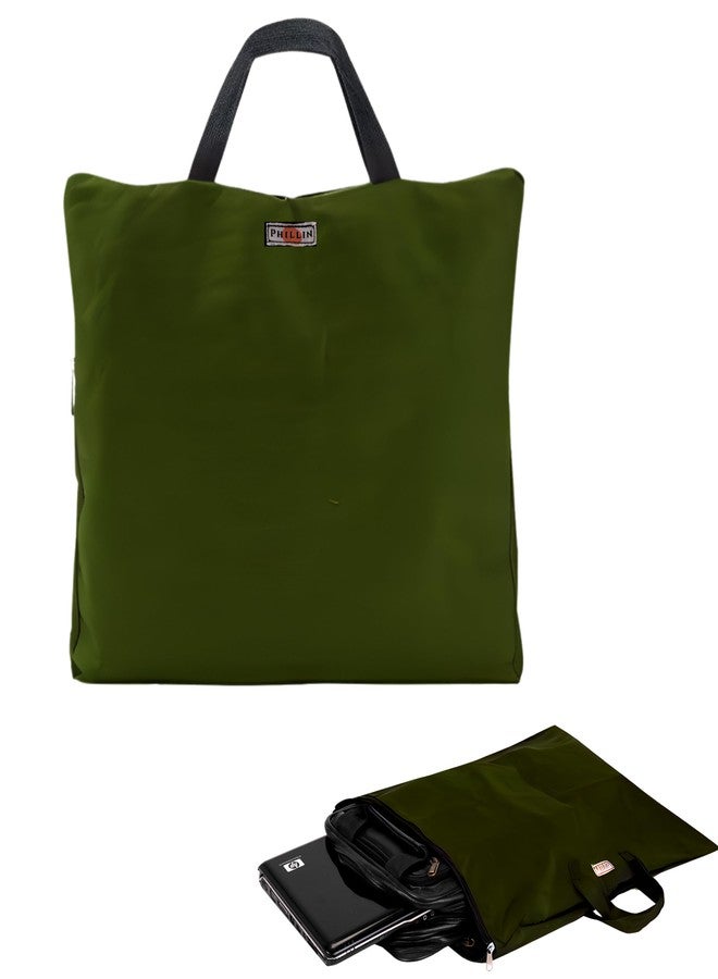 PHILLIN Waterproof Rain Cover for Laptop Messenger Bag with Side Zipper Closure - Durable and Waterproof Rain Office Bag Protective Case Size up to 15 Inches (Olive) - Image 1