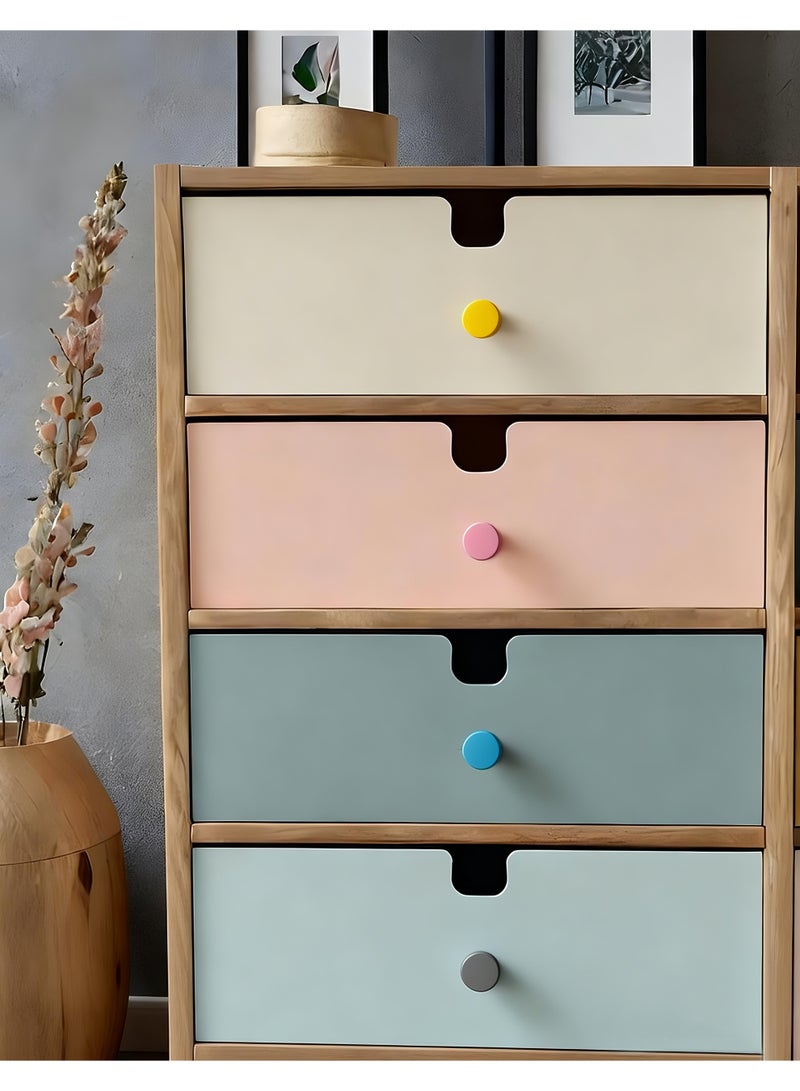 HomeNoor Assorted Macaron Color Matte Round Cabinet Knobs 4Pcs Set, 32mm Anti Collision Safety Single Hole Drawer Pulls Modern Home Kids Room Furniture Hardware - Image 2