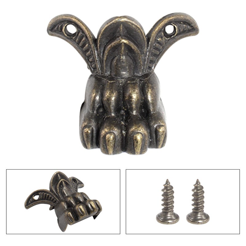 Litoexpe 12 Pieces Antique Brass Wood Box Feet  Jewelry Chest Storage Box Feet Leg Corner Protector  Furniture Decorative Feet Leg - Image 4
