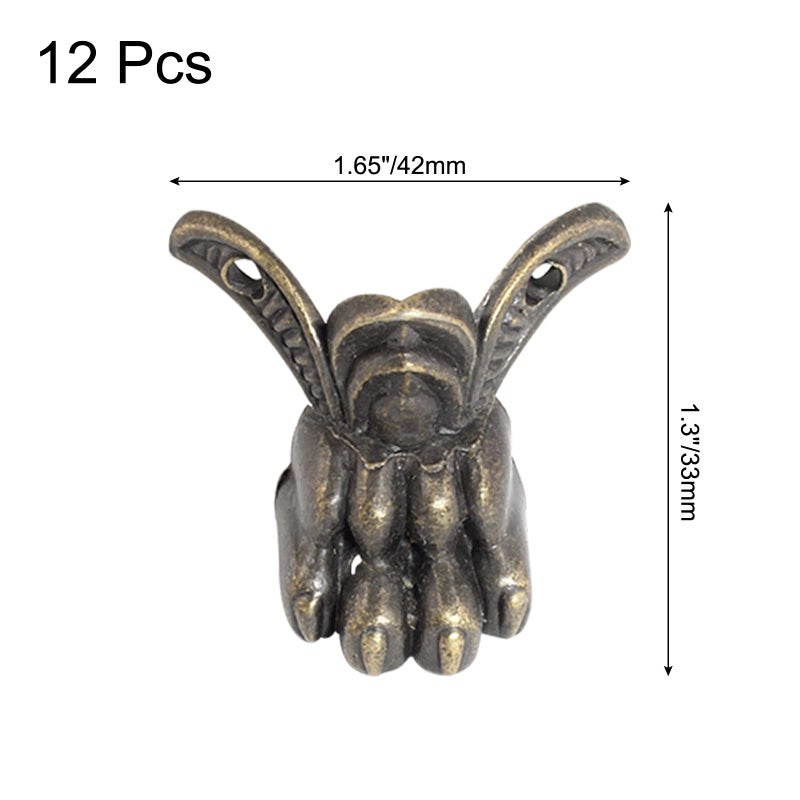 Litoexpe 12 Pieces Antique Brass Wood Box Feet  Jewelry Chest Storage Box Feet Leg Corner Protector  Furniture Decorative Feet Leg - Image 3