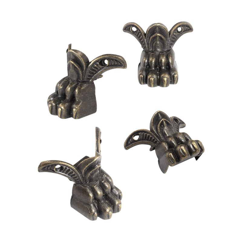 Litoexpe 12 Pieces Antique Brass Wood Box Feet  Jewelry Chest Storage Box Feet Leg Corner Protector  Furniture Decorative Feet Leg - Image 5