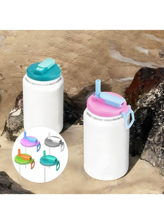 4 Pack Soda Can Lids With Straw, Soda Can Covers With Silicone Straw BPA Free Reusable For Fits Canned Beverage, Beer, Juice, Seltzer - Image 4