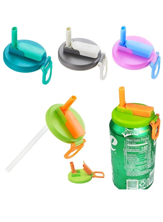 4 Pack Soda Can Lids With Straw, Soda Can Covers With Silicone Straw BPA Free Reusable For Fits Canned Beverage, Beer, Juice, Seltzer - Image 1