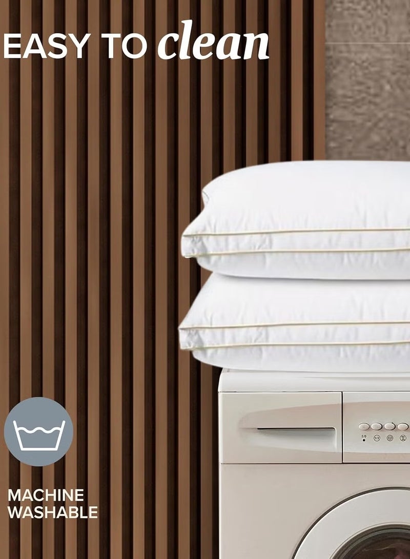 Asraar Premium 20 cm Thick Cotton Bed Pillow, 1000 Grams Hotel-Quality Cooling Pillow, Standard Size 90 x 50 cm - Ideal for All Sleep Positions, Fluffy Bed Pillows for Bed, Machine Washable Bed Pillow - White 2 Pillow  - Image 5