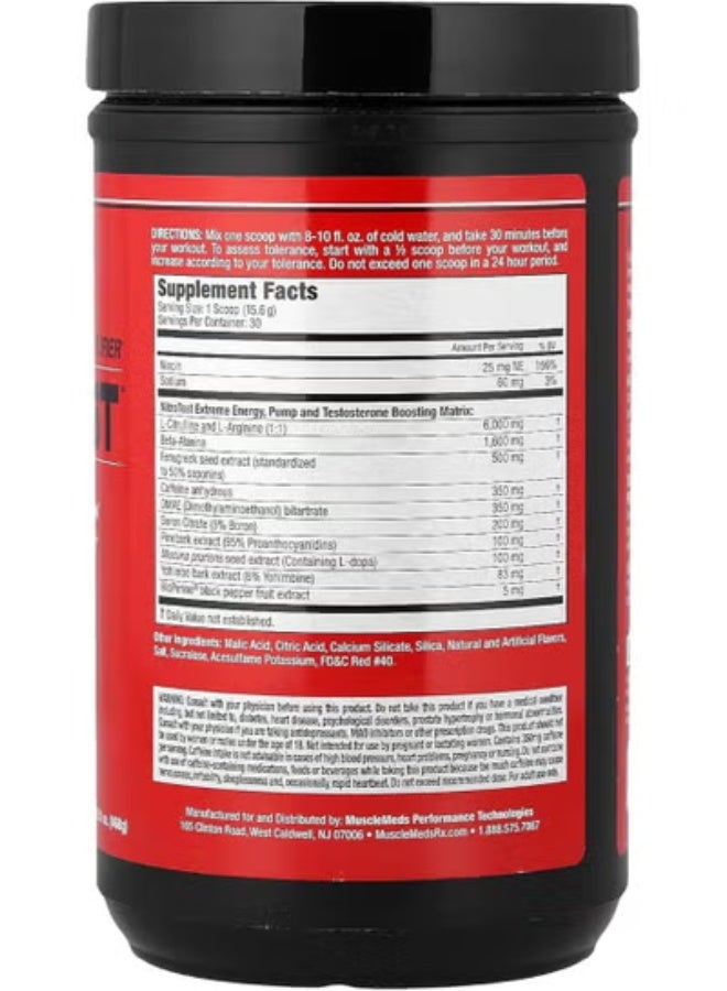 Musclemeds, Nitrotest Androgenic Pre-Workout Amplifier, Watermelon, 16.51 Oz (468 G)