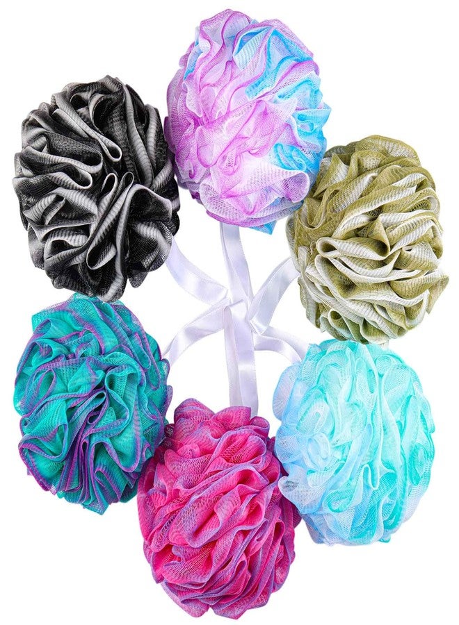 BTYMS 75g/Pc Large Loofahs Shower Sponge, Exfoliating Body Scrubber Shower Scrunchies Mesh Pouf Bath Sponges - Pack of 6 - Image 1