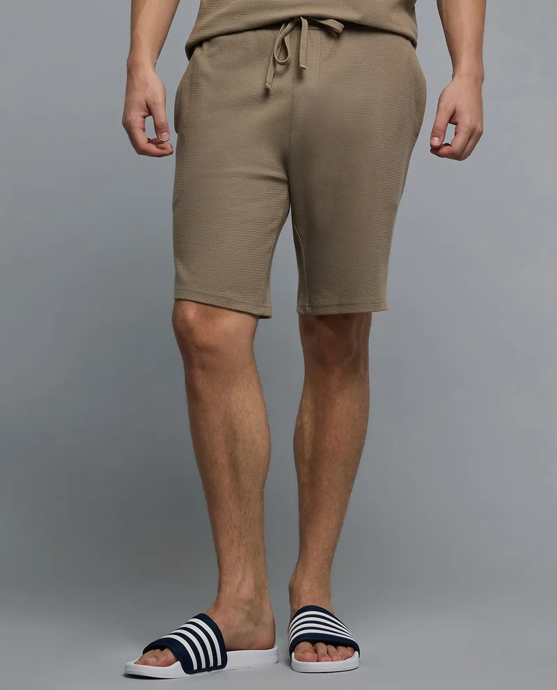 R&B Solid Lounge Shorts with Drawstring Waist