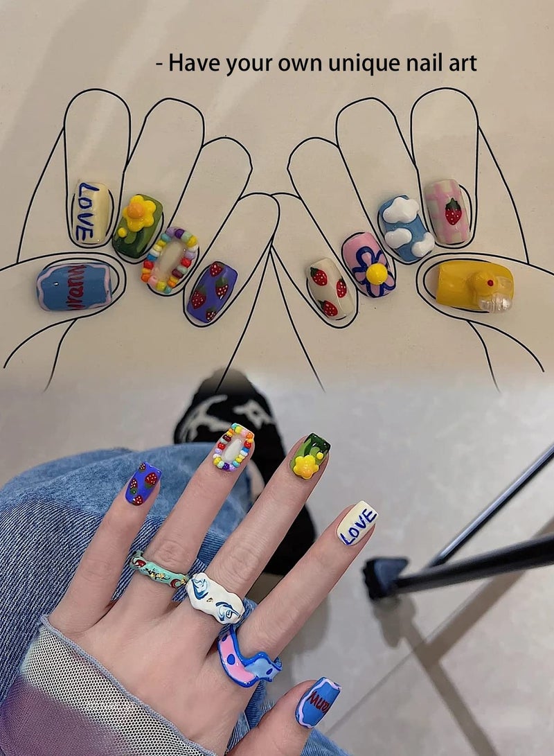 SYOSI 10 Pcs Double-ended Nail Art Pens, Nail Art 3D Painted Pen Graffiti Pen for DIY Nail Art Nail Design Manicure Tools - Image 5