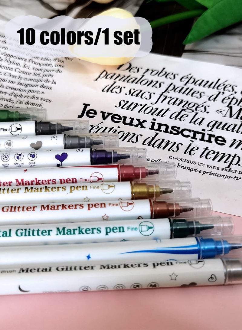 SYOSI 10 Pcs Double-ended Nail Art Pens, Nail Art 3D Painted Pen Graffiti Pen for DIY Nail Art Nail Design Manicure Tools - Image 3