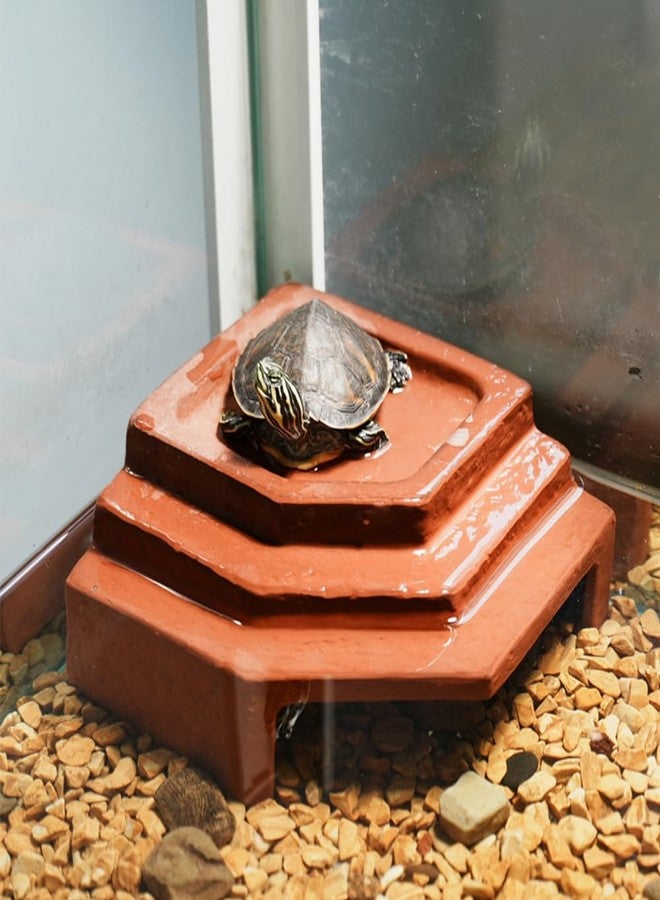 Flushbay Reptile Habitat Décor Hideouts Basking Platform with Ramp for Aquatic Turtles Reptile Hide Cave Resting Terrace for Tortoise, Bearded Dragon,Leopard Gecko,Lizard - Image 2