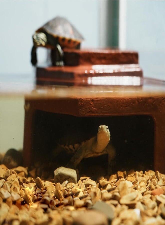 Flushbay Reptile Habitat Décor Hideouts Basking Platform with Ramp for Aquatic Turtles Reptile Hide Cave Resting Terrace for Tortoise, Bearded Dragon,Leopard Gecko,Lizard - Image 5