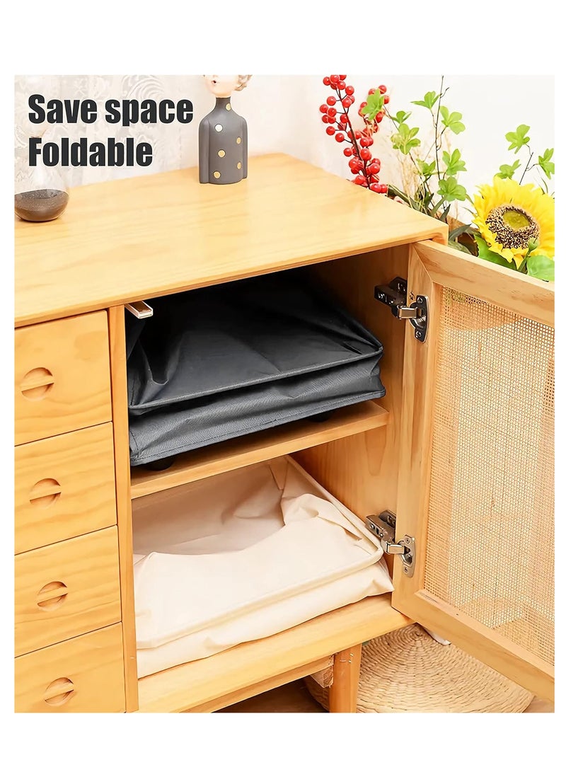 2Pcs Laundry Hamper with Wheels, Yoga Storage Basket, Rolling Laundry Basket, Collapsible Clothes Storage Cart, Foldable Yoga Mat Storage Racks, Slim Corner Storage Organizer, Gray and Beige, 84L - Image 3