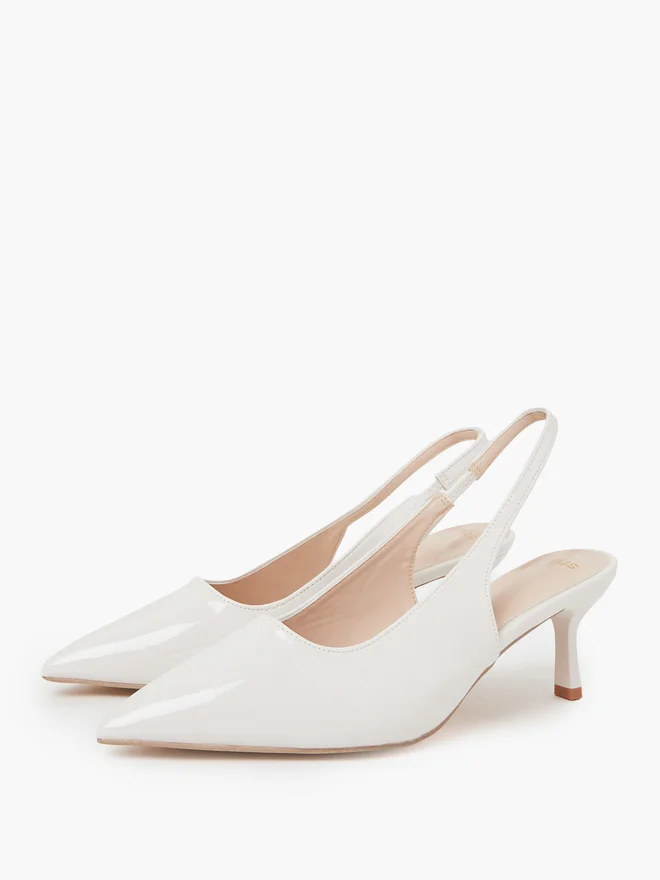 Styli Styli Off White Classic Slingback Pumps