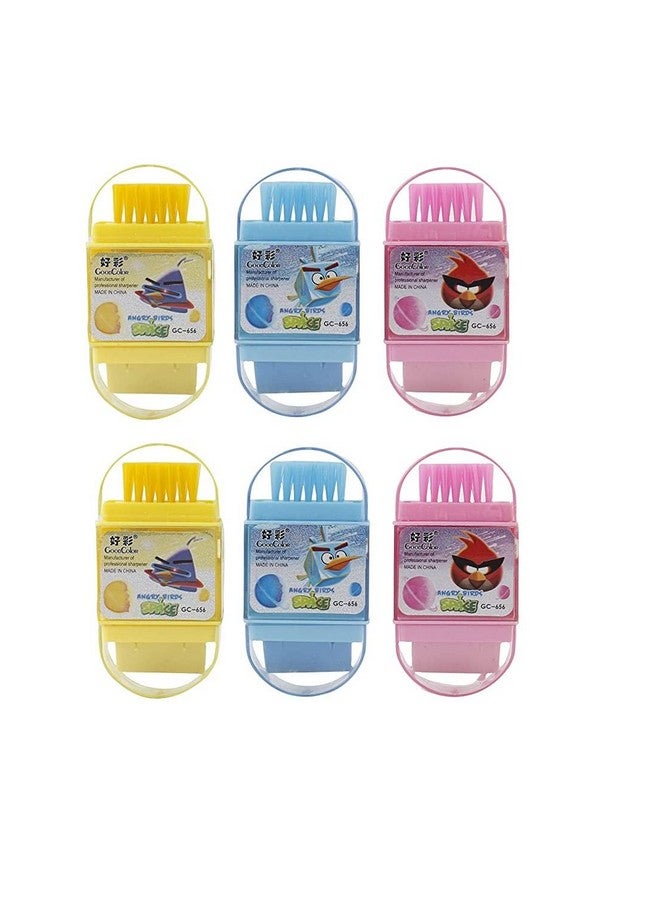 بارتيت مجموعة بارتيت الجديدة متعددة الألوان 3 في 1، ممحاة، مبراة وفرشاة - عبوة من 6 قطع للأطفال - Image 1