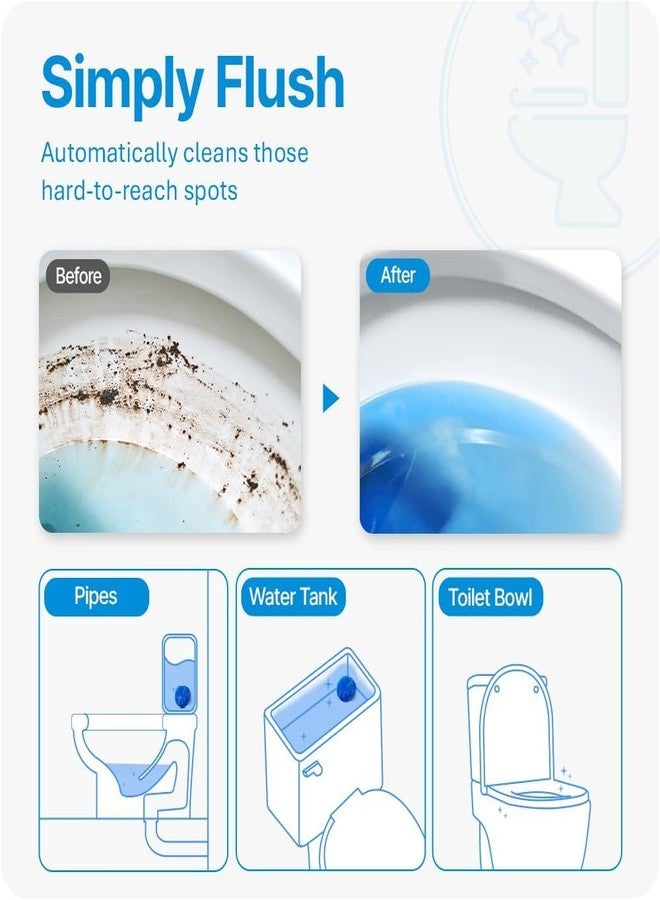 DHARNIX Automatic Flush Toilet Bowl Cleaner Tablets, Bathroom Toilet Tank Cleaner, Powerful Cleaning Ball Toilet Blue Deep Clean Bubbles (Pack Of 10) - Image 3