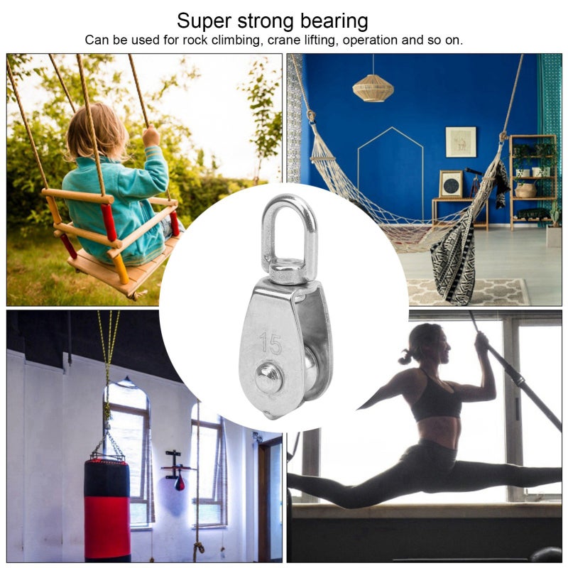 10pcs M15 Pulley 304 Stainless Steel Wire Rope AntiRust Single Pulley for Crane Lifting - Image 2