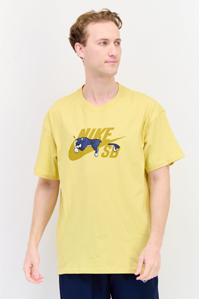 Nike تي شيرتات رياضية للرجال بأكمام قصيرة، للتزلج، أصفر - Image 1