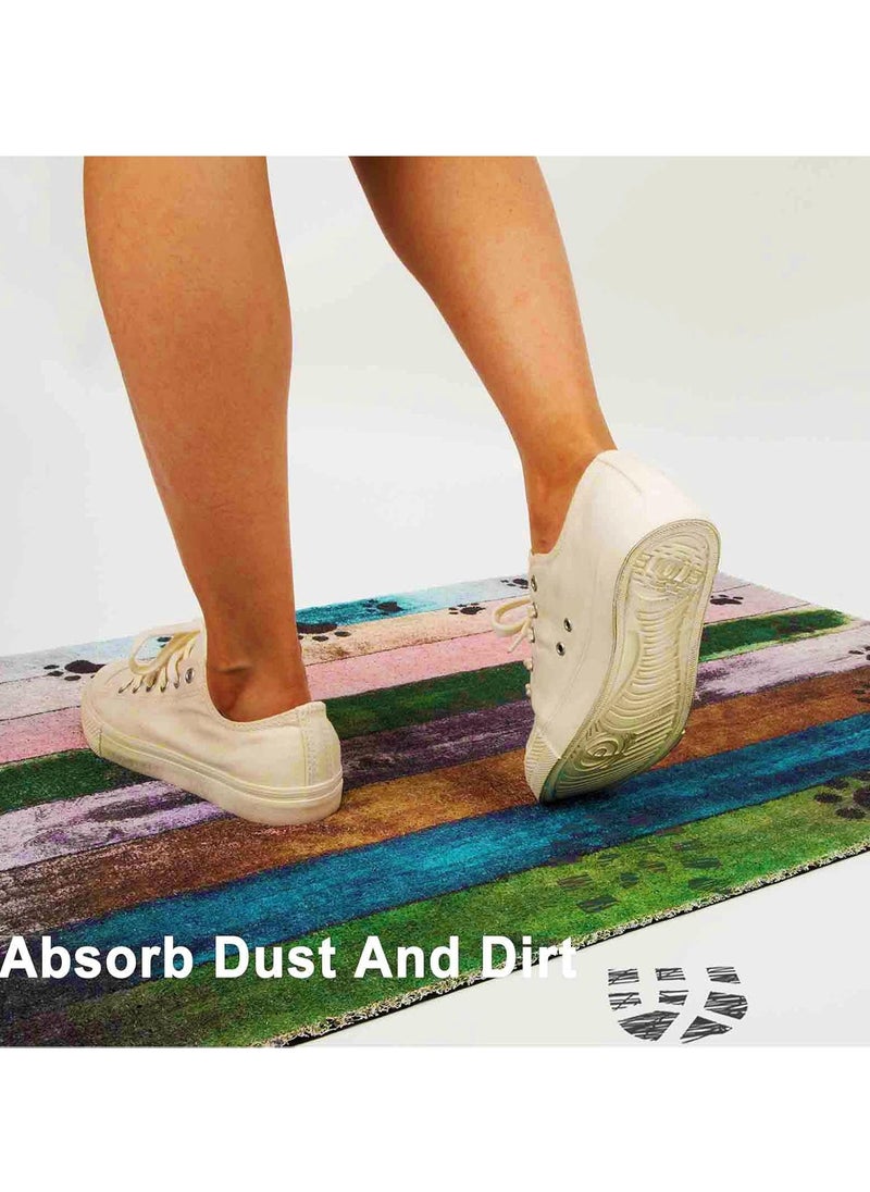 Generic 40*60cm Home Rainbow Series Entrance Door Mat Porch Dust-proof Wear-resistant Floor Mat Home Entrance Foot Mat Dog Paw Print (Footprint-3)  - Image 2