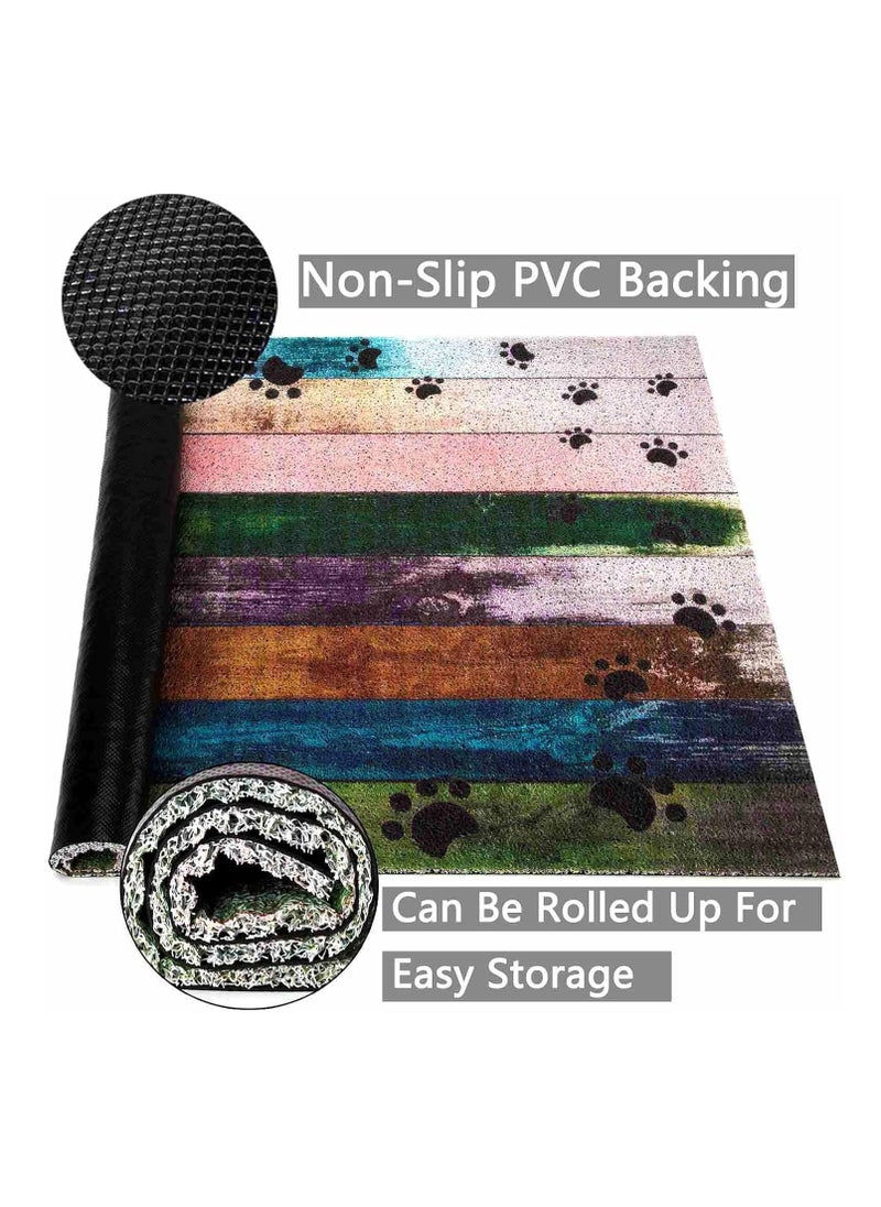 Generic 40*60cm Home Rainbow Series Entrance Door Mat Porch Dust-proof Wear-resistant Floor Mat Home Entrance Foot Mat Dog Paw Print (Footprint-3)  - Image 3