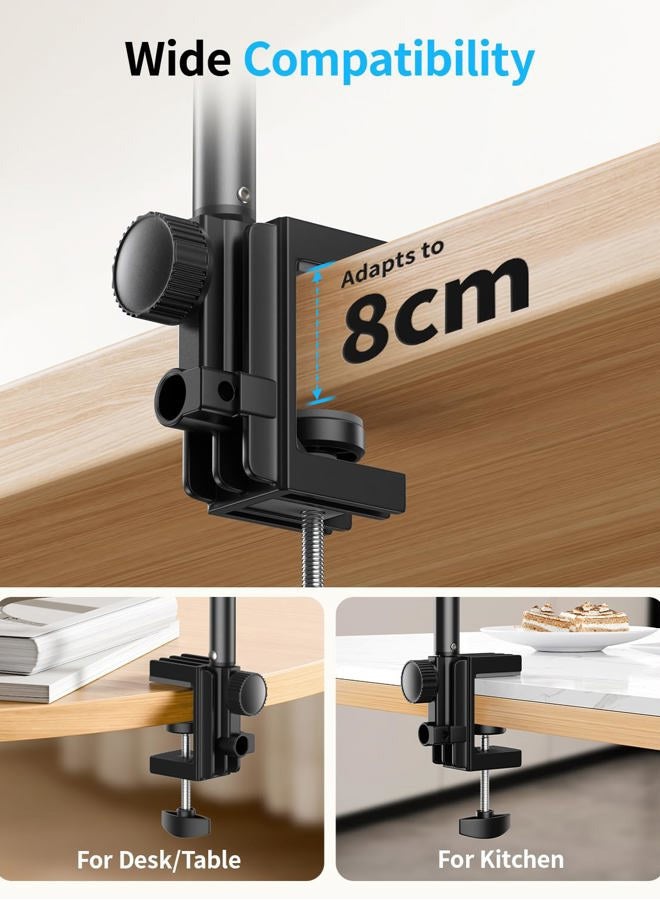OMOTON Tablet Stand Mount for Desk, Adjustable Phone Holder for Bed with Metal Arm Fits for 4.7-13 Inches iPad Pro, Air/Mini, Kindle and Phones - Image 5