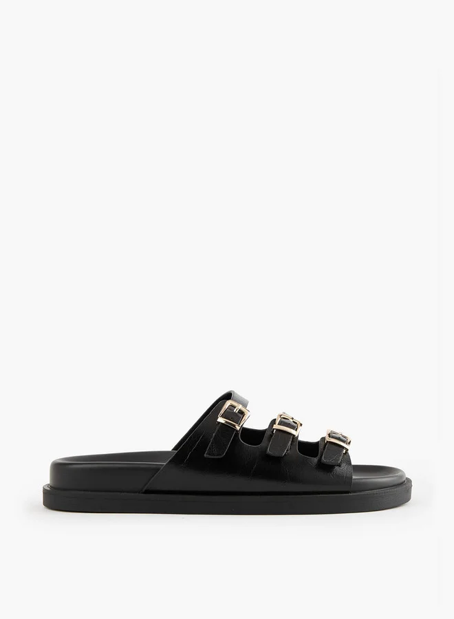Flora Bella By Shoexpress Buckle Accent Slip-On Sandals