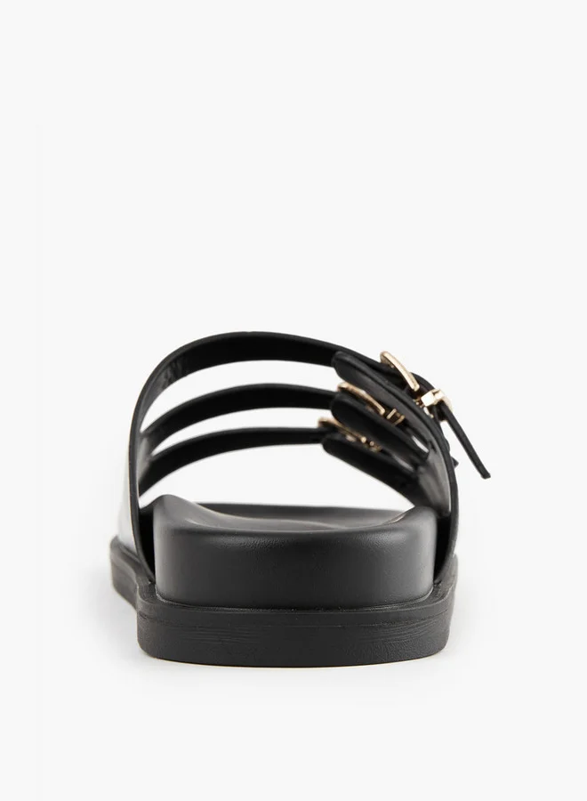 Flora Bella By Shoexpress Buckle Accent Slip-On Sandals