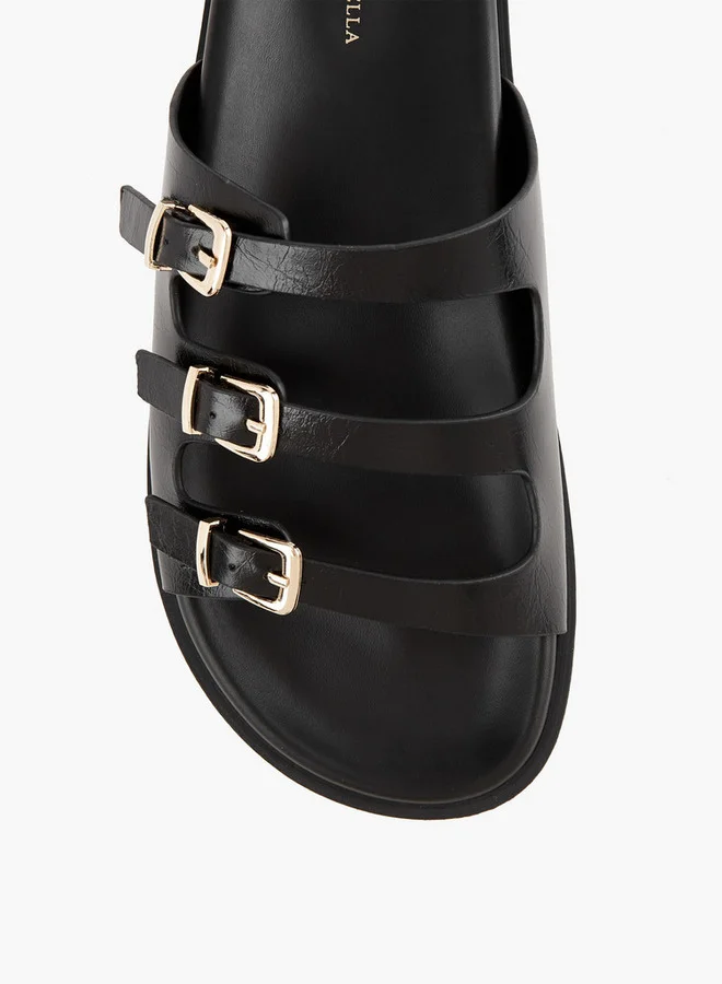 Flora Bella By Shoexpress Buckle Accent Slip-On Sandals