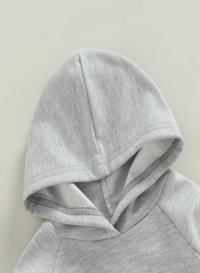Thorn Tree Newborn Baby Boy Hooded Sweatshirt Long Sleeve Solid Romper Infant Baby Fall Winter Onesie Outfits (Gray,12-18 Months) - Image 3