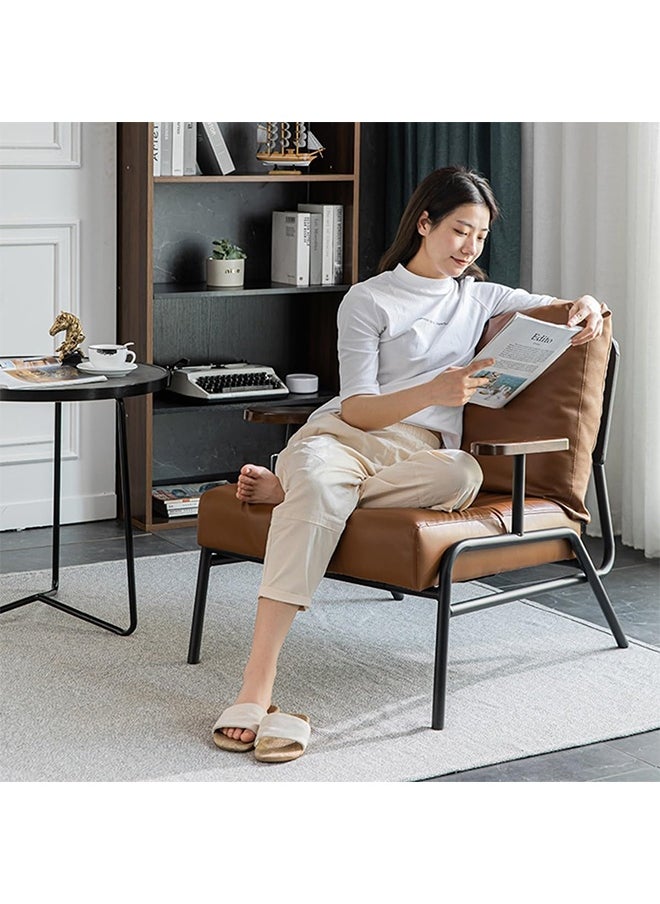 NZONE STORE Luxury Leather Arm chair with Metal Legs || Brown  - Image 2