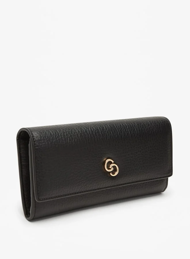 سيليست Women Solid Print Wallet with Logo Accent and Button Closure