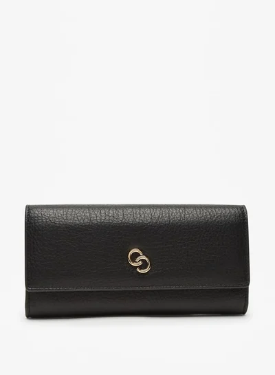سيليست Women Solid Print Wallet with Logo Accent and Button Closure