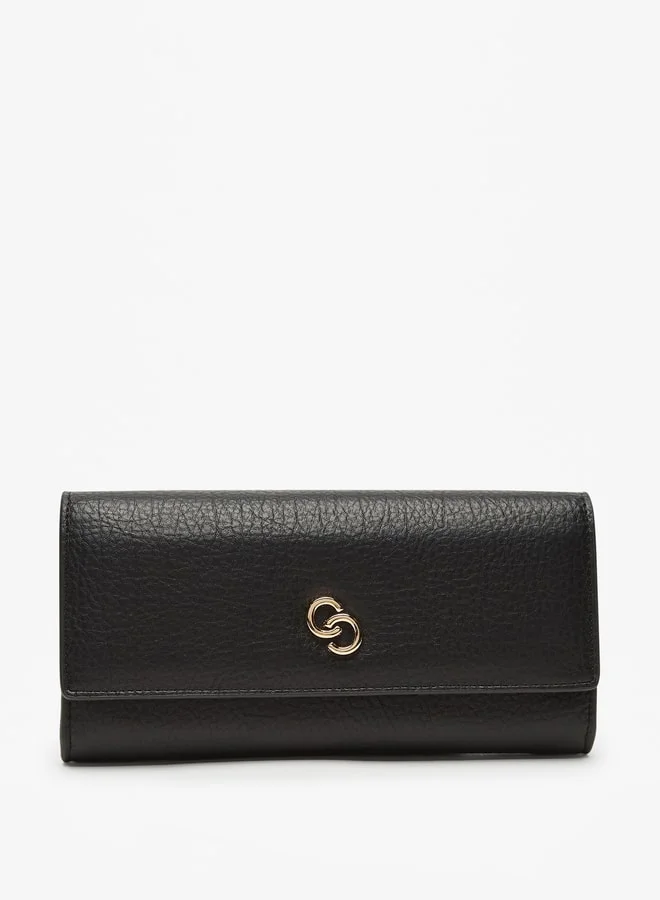 سيليست Women Solid Print Wallet with Logo Accent and Button Closure