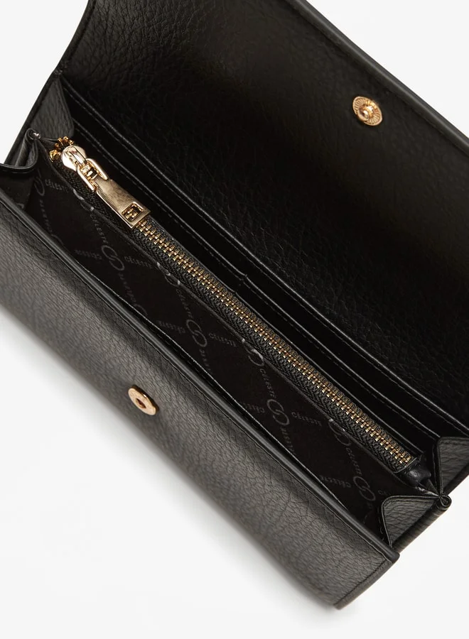 سيليست Women Solid Print Wallet with Logo Accent and Button Closure