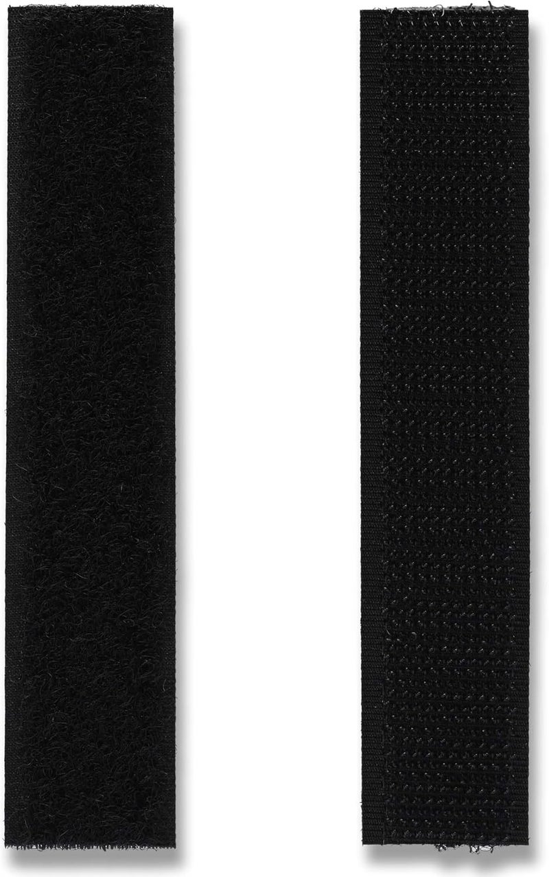 FIS Hook & Loop Tape Pads 20x100mm Rectangle, Black, Pack of 15 – Self Adhesive Fastener Strips for Home, School & Office - Image 1