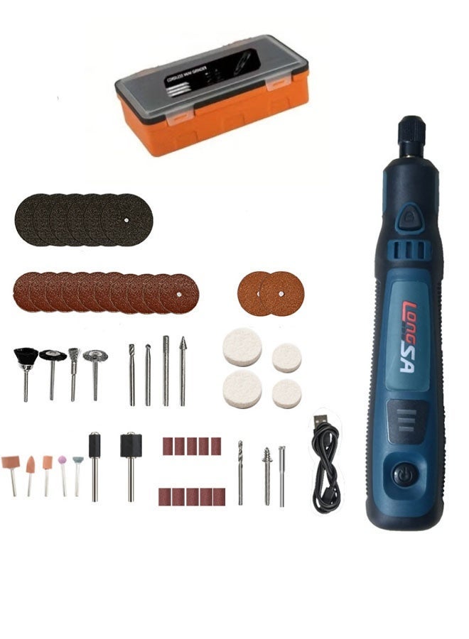 Ailily 1 Set DIY Small Electric Grinder, Household Hand-held Electric Polishing Tool For Jade Engraving, USB Rechargeable Electric Grinder Set Mini Small Electric Grinder Pen, Power Tool - Image 2