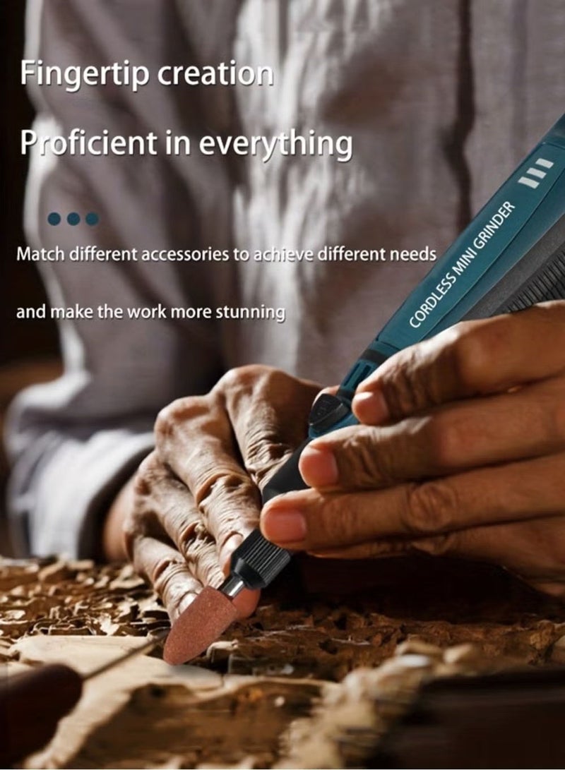 Ailily 1 Set DIY Small Electric Grinder, Household Hand-held Electric Polishing Tool For Jade Engraving, USB Rechargeable Electric Grinder Set Mini Small Electric Grinder Pen, Power Tool - Image 3