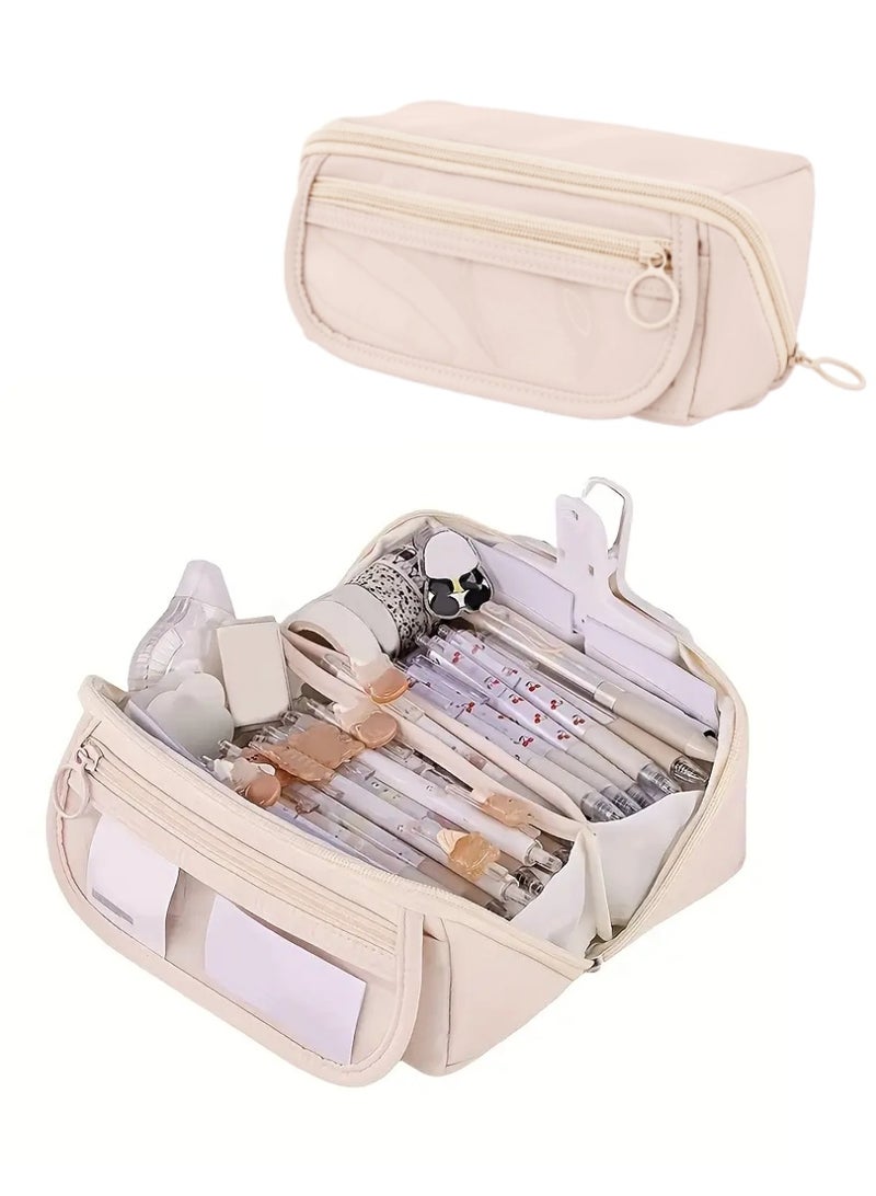 شهقلزس مقلمة كبيرة للطلاب، منظم أدوات مدرسية متعدد المقصورات بسحاب مزدوج، حقيبة أقلام متينة للمدرسة والمكتب والسفر - Image 1