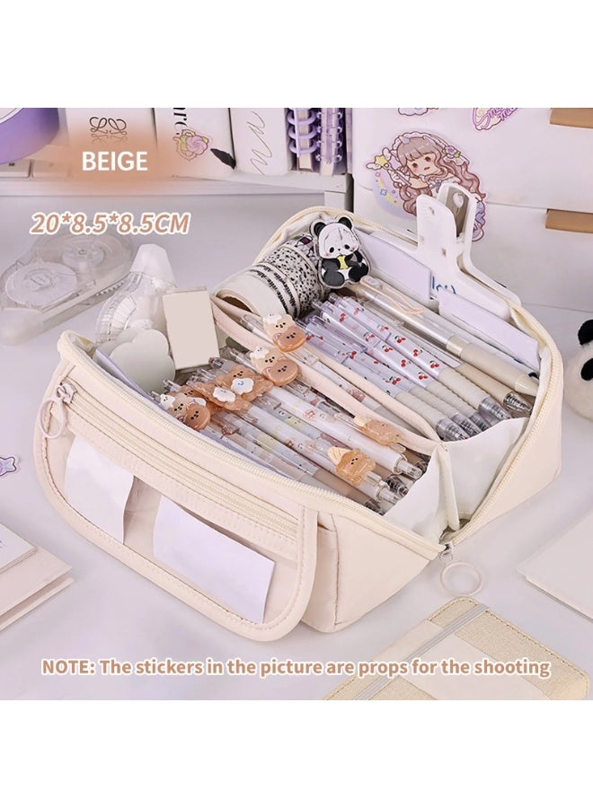 شهقلزس مقلمة كبيرة للطلاب، منظم أدوات مدرسية متعدد المقصورات بسحاب مزدوج، حقيبة أقلام متينة للمدرسة والمكتب والسفر - Image 2